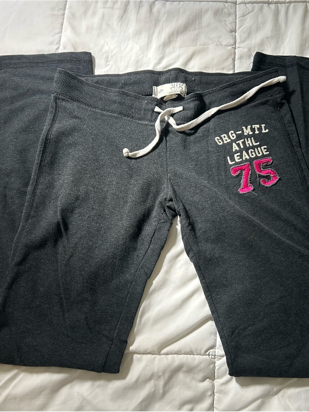 Garage Charcoal Sweatpants with Pink '75' Athletic Patch